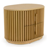 Oak Slatted 2-Drawer Nightstand | OROA Modern Kayce