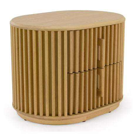 Modern European furniture - Oak Slatted 2-Drawer Nightstand - www.oroa.com