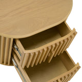 Oak Slatted 2-Drawer Nightstand | OROA Modern Kayce