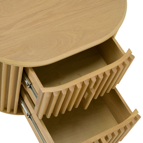 Modern European furniture - Oak Slatted 2-Drawer Nightstand - www.oroa.com