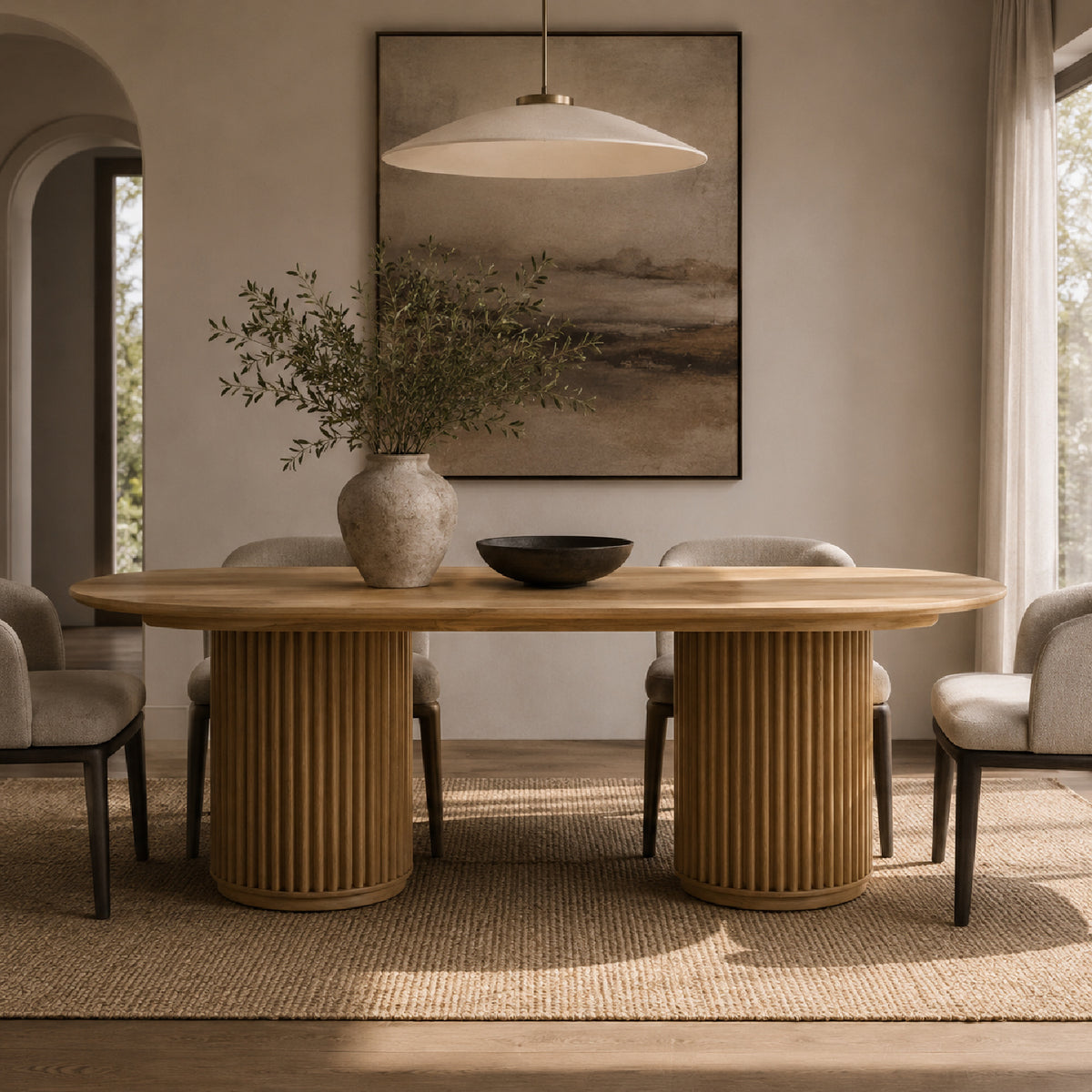 Natural Oak Oval Dining Table | OROA Modern Kayce
