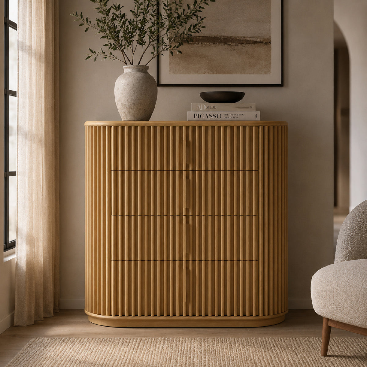 Oak Slatted 5-Drawer Chest | OROA Modern Kayce
