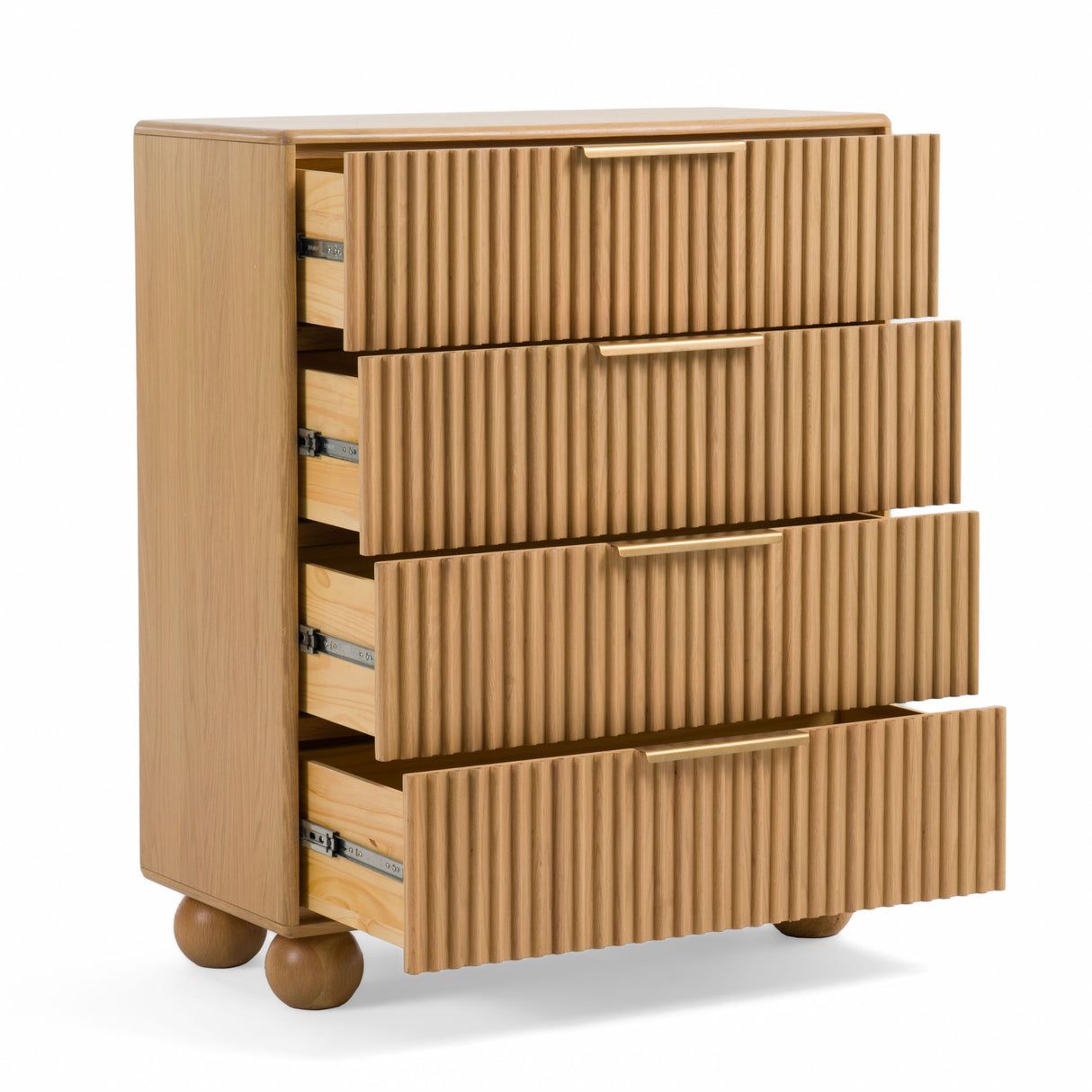   Fluted Oak 4-Drawer Chest | Oroa.com