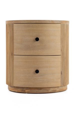 Ribbed Natural Acacia 2-Drawer Nightstand | OROA Modern | Oroa.com