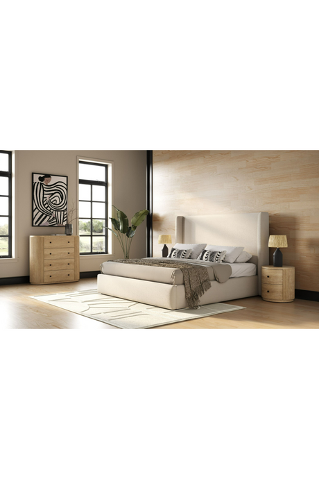 Ribbed Natural Acacia 2-Drawer Nightstand | OROA Modern | Oroa.com