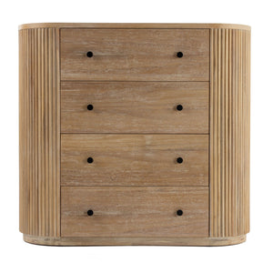   Ribbed Natural Acacia 4-Drawer Chest | Oroa.com