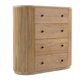 Ribbed Natural Acacia 4-Drawer Chest | OROA Modern Jacobson | Oroa.com