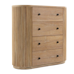   Ribbed Natural Acacia 4-Drawer Chest | Oroa.com
