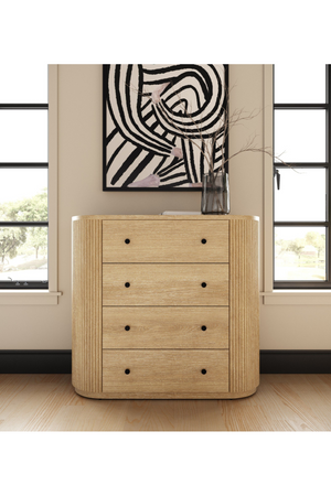 Ribbed Natural Acacia 4-Drawer Chest | OROA Modern | Oroa.com