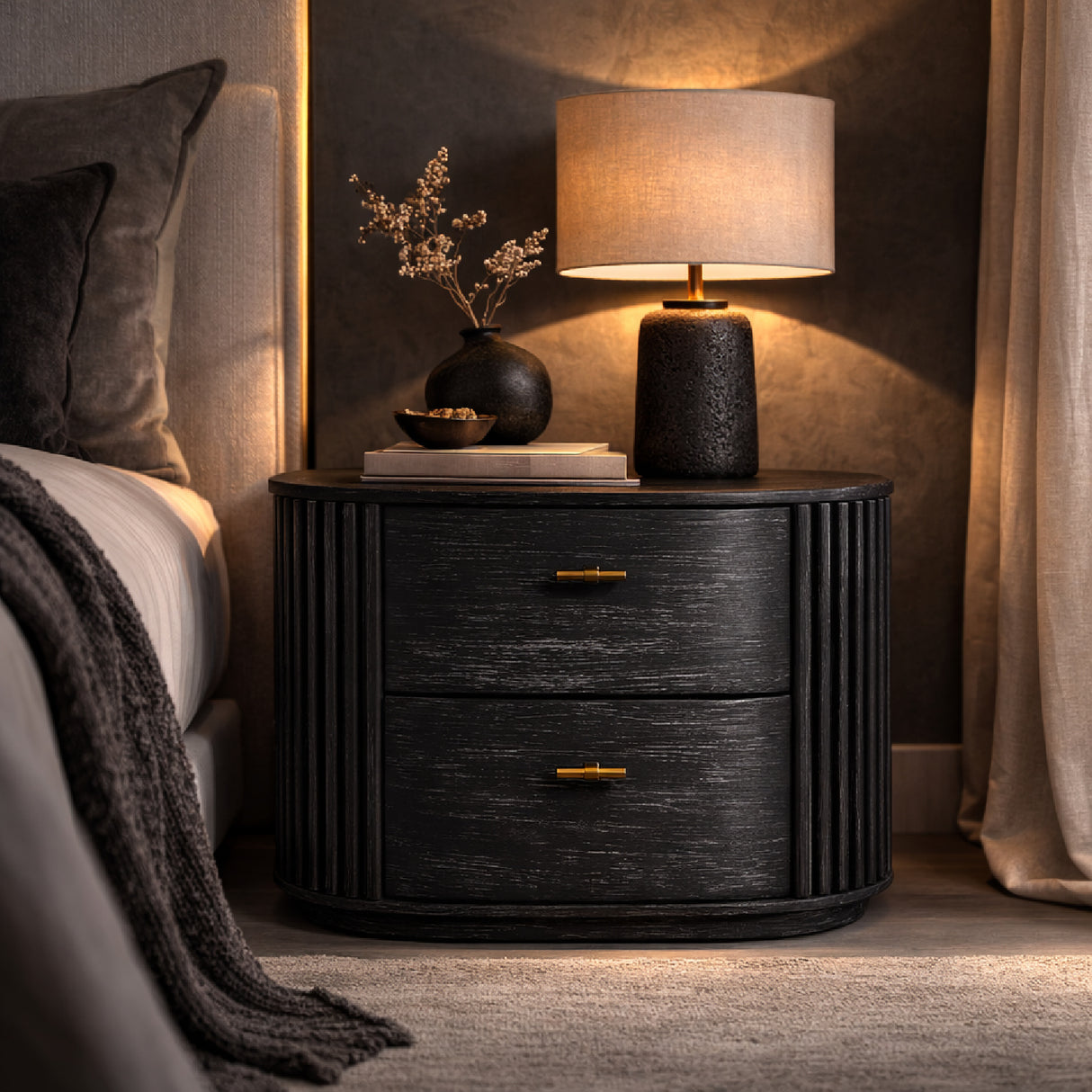  Solid Acacia 2-Drawer Nightstand | Oroa.com