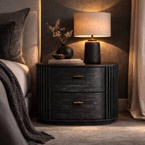   Solid Acacia 2-Drawer Nightstand | Oroa.com