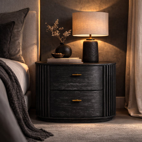Solid Acacia 2-Drawer Nightstand | OROA Modern Fields