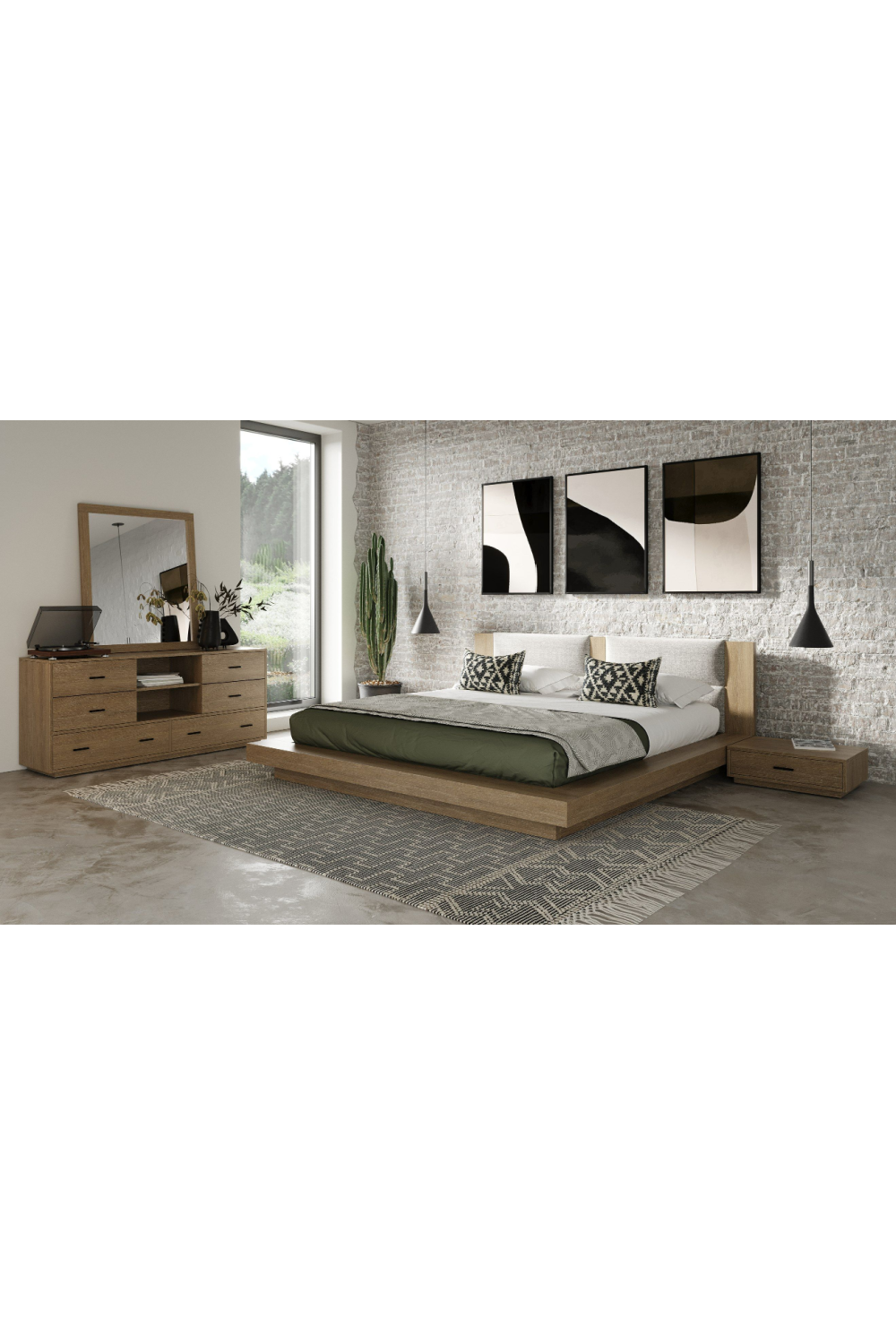 Walnut Bed with 2 Nightstands | OROA Modern Fantasia | Oroa.com