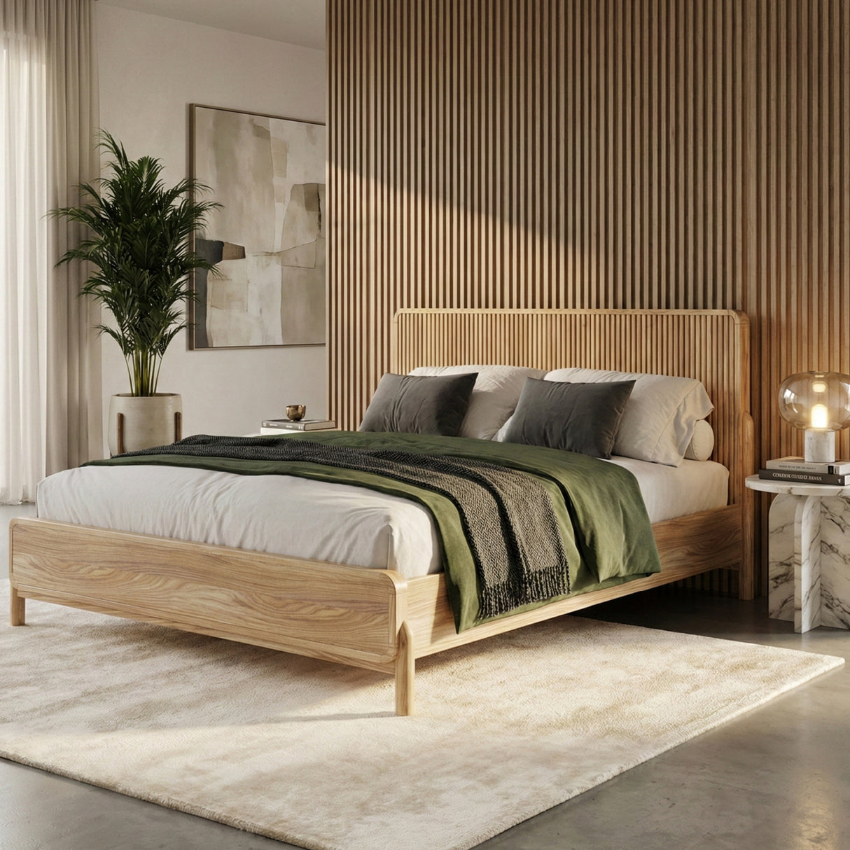 Natural Oak Slatted Bed | OROA Modern Mikala | Oroa.com