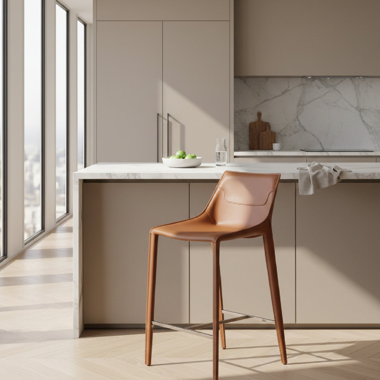   Saddle Leather Counter Stool | Oroa.com