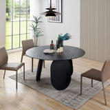 Round Gray Glass Dining Table | OROA Modern Maxine