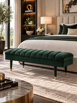 Channeled Green Velvet Bench | OROA Modern Ritner