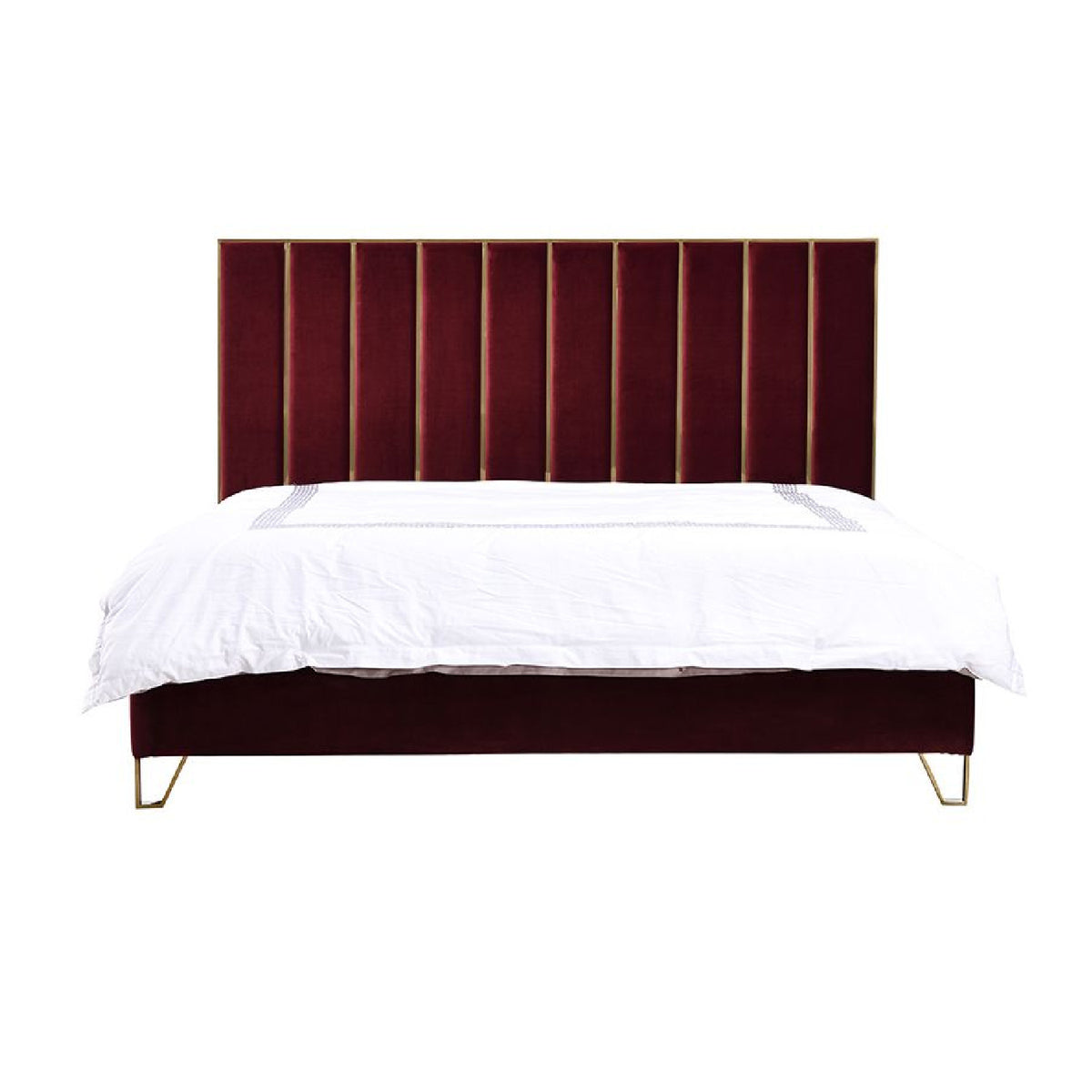 Red Velvet Eastern King Bed | OROA Modern Reyes