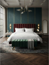 Red Velvet Eastern King Bed | OROA Modern Reyes