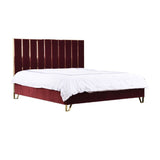 Red Velvet Eastern King Bed | OROA Modern Reyes