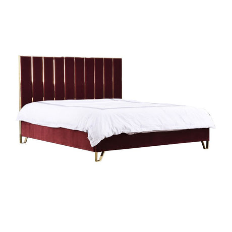 Red Velvet Eastern King Bed | OROA Modern Reyes