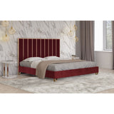 Red Velvet Eastern King Bed | OROA Modern Reyes