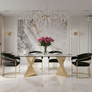   Gold Base Glass Dining Table | Oroa.com