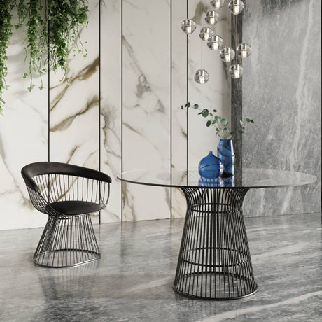 Round Tempered Glass Dining Table | OROA Modern Chandler