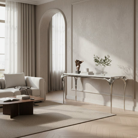 Stainless Steel Marble Console Table | OROA Modern Vince