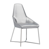 Silver Vegan Leather Dining Chairs (2) | OROA Modern Sarah