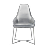 Silver Vegan Leather Dining Chairs (2) | OROA Modern Sarah