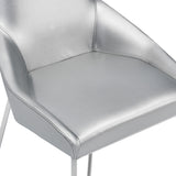 Silver Vegan Leather Dining Chairs (2) | OROA Modern Sarah