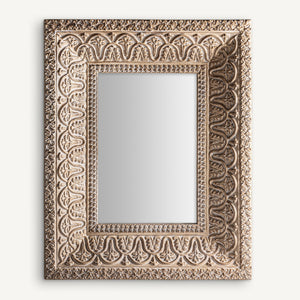   Beige Oriental Carved Mirror | Oroa.com