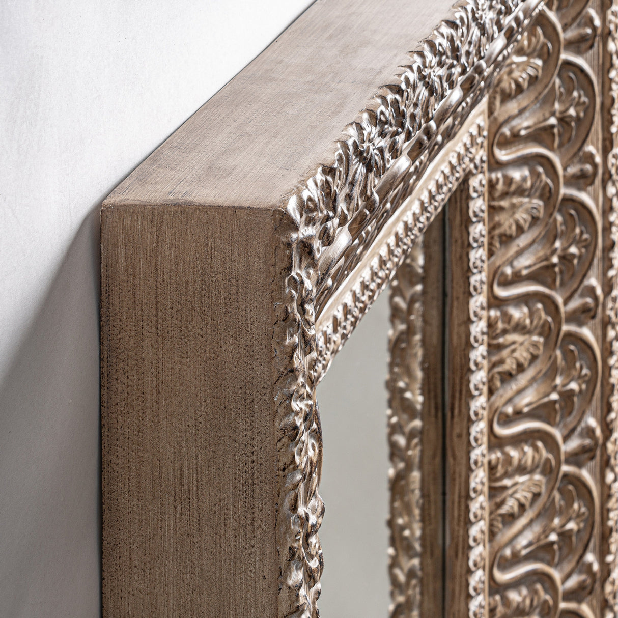   Beige Oriental Carved Mirror | Oroa.com