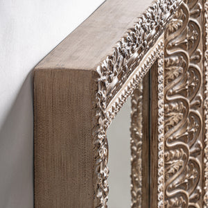   Beige Oriental Carved Mirror | Oroa.com