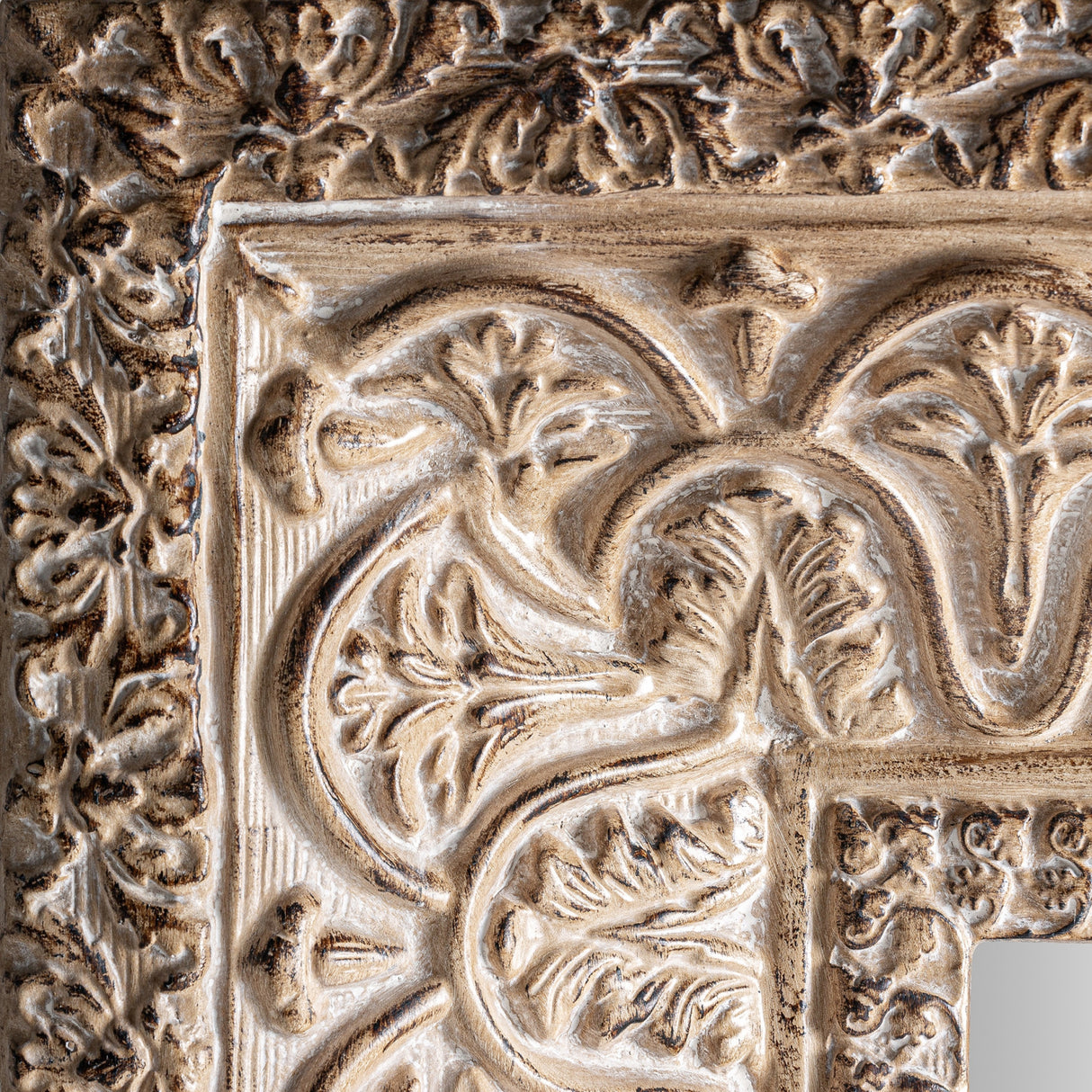   Beige Oriental Carved Mirror | Oroa.com
