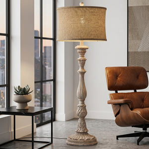   Beige Carved Floor Lamp | Oroa.com