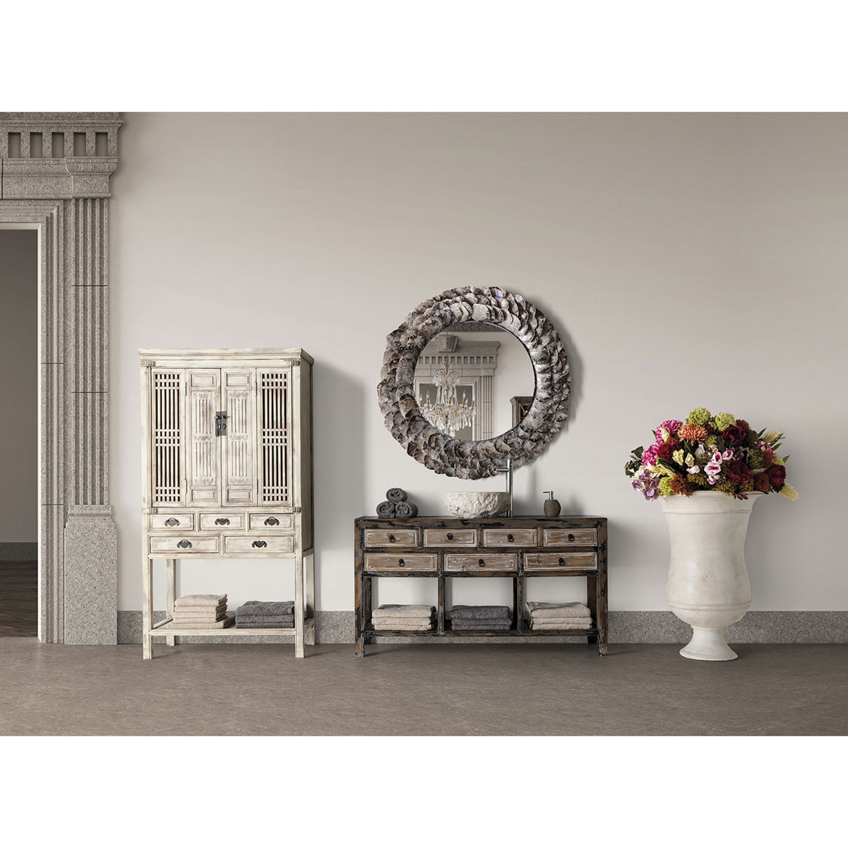   Modern European furniture - Oyster Shell Round Mirror - www.oroa.com | Oroa.com