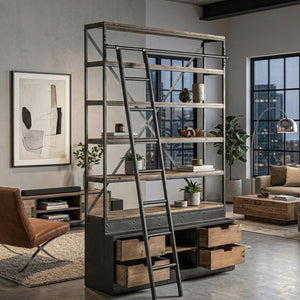   Iron Framed Bookcase with Ladder | Oroa.com