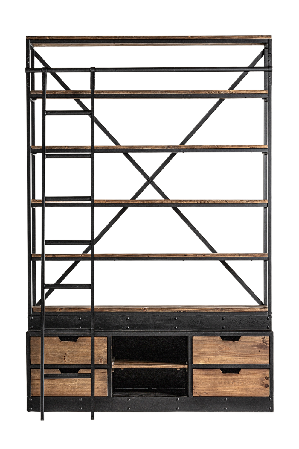 Iron Framed Bookcase with Ladder | Vical Home Ivalo | Oroa.com