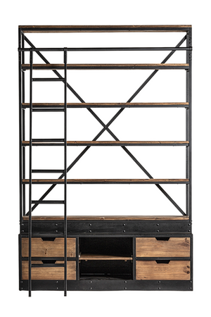 Iron Framed Bookcase with Ladder | Vical Home Ivalo | Oroa.com