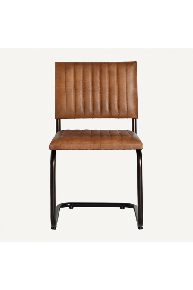 Brown Leather Cantilevered Dining Chair | Vical Home Chadron | Oroa.com