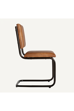 Brown Leather Cantilevered Dining Chair | Vical Home Chadron | Oroa.com