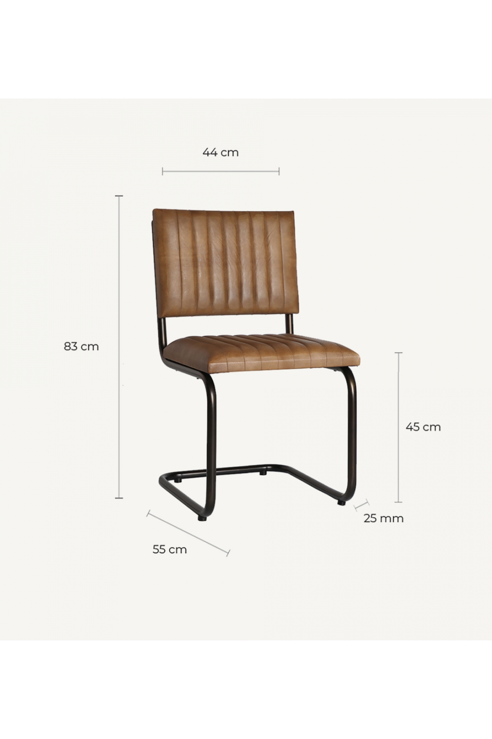 Brown Leather Cantilevered Dining Chair | Vical Home Chadron | Oroa.com