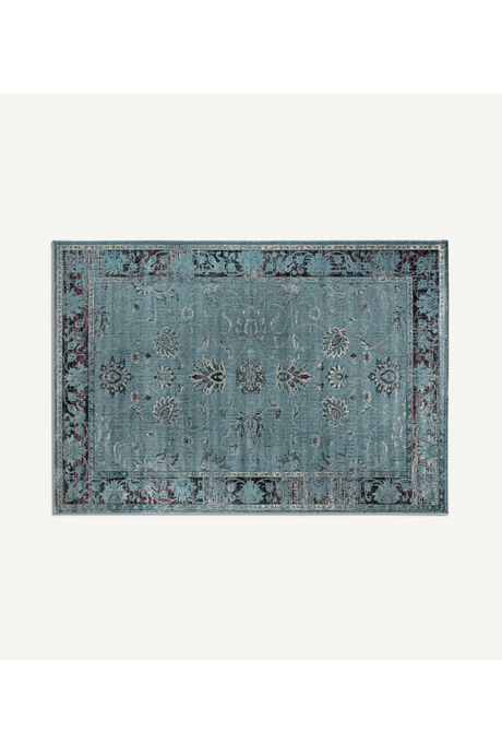 Turquoise Floral Area Rug 7'6" x 5' Suyay Rug | Oroa.com