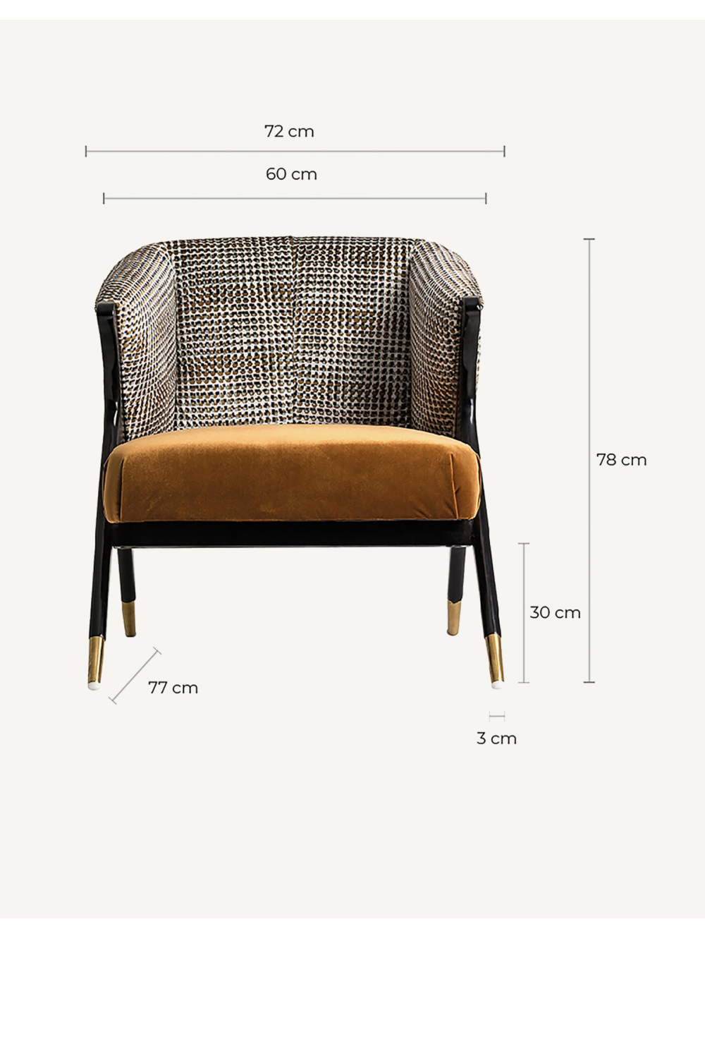 Ocher Velvet Seat Armchair | Vical Home Brillon | Oroatrade.com