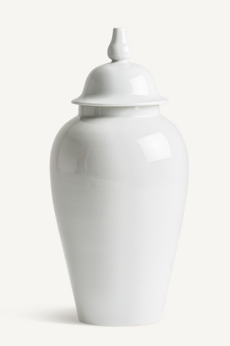 White Ceramic Lidded Vase | Vical Home Elina | Oroa.com