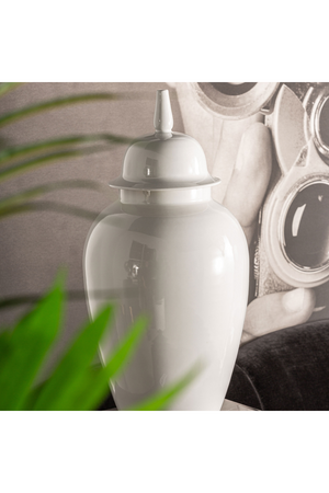 White Ceramic Lidded Vase | Vical Home Elina | Oroa.com