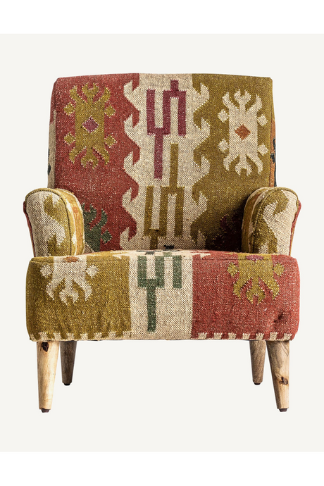 Kilim Print Jute Armchair | Vical Home Sveta | Oroa.com