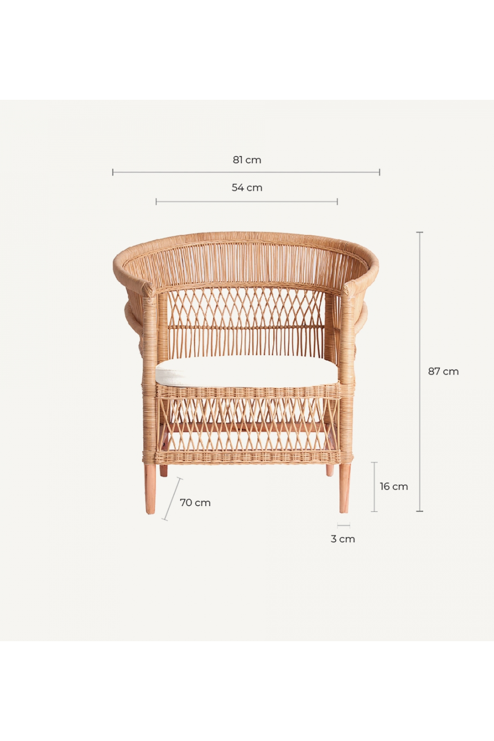 Rattan Padded Contemporary Armchair | Vical Home Elna | Oroatrade.com